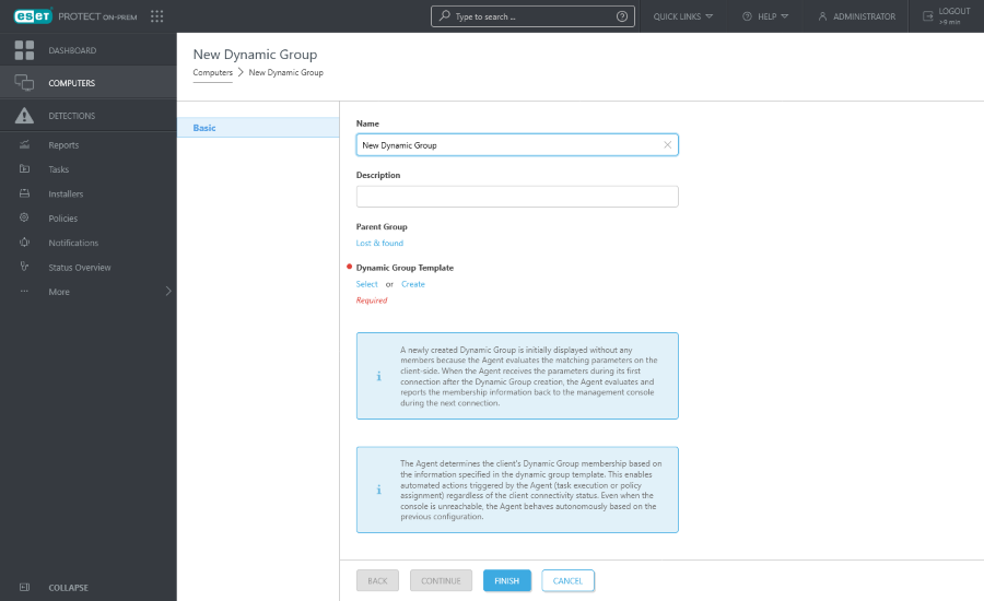 Name, Description, Parent Group and Dynamic Group Template for New Dynamic Group