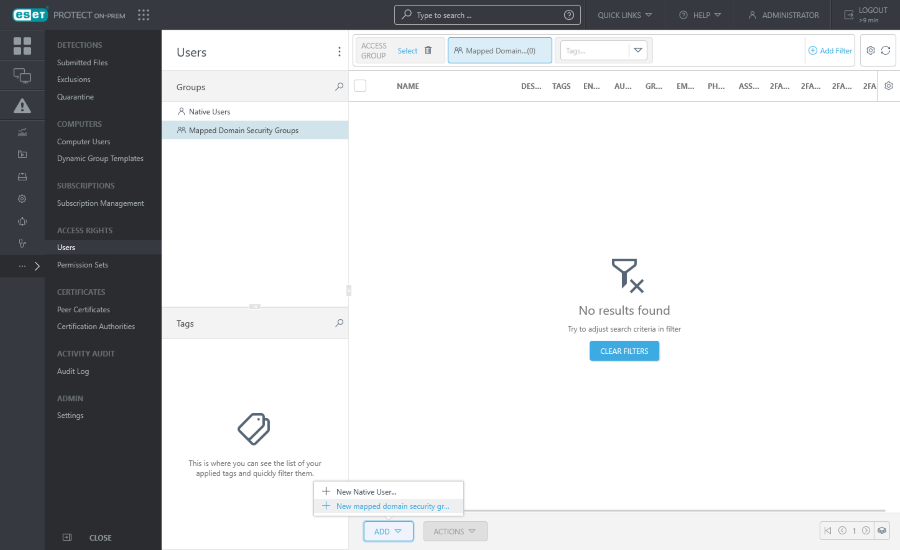 New mapped domain security group New mapped domain security group