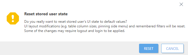 Reset stored user state. Reset stored user state.