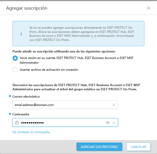 Agregar suscripción. Agregar suscripción.