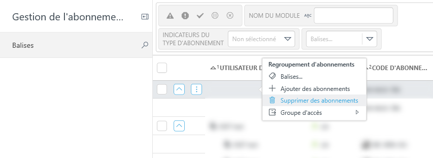 Supprimez les abonnements de la gestion des abonnements.