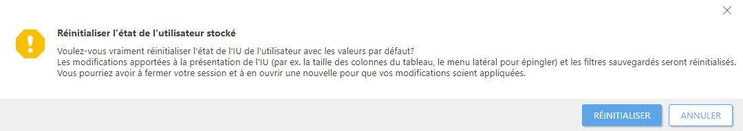 Réinitialiser l'état de l'utilisateur stocké