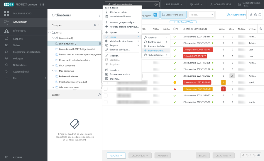 Attribuer une tâche client à un groupe