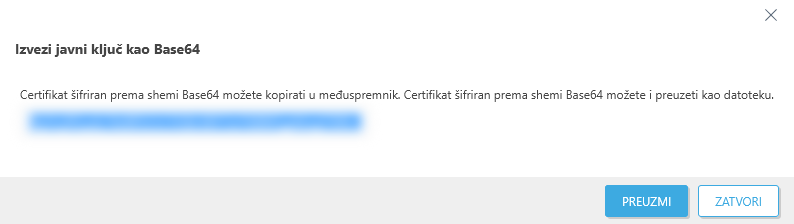 Izvezi javni ključ kao Base64