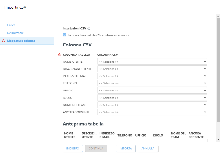 Importa CSV Importa CSV