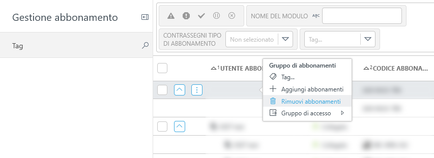 Rimuovi gli abbonamenti da Gestione abbonamenti.