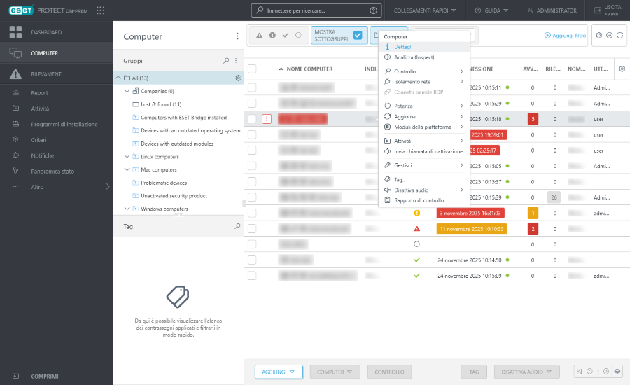 Selezionare Dettagli per un dispositivo connesso. Selezionare Dettagli per un dispositivo connesso.