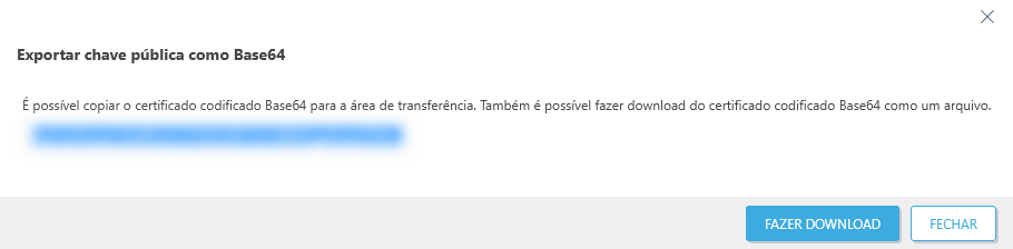 Exportar chave pública como Base64 Exportar chave pública como Base64