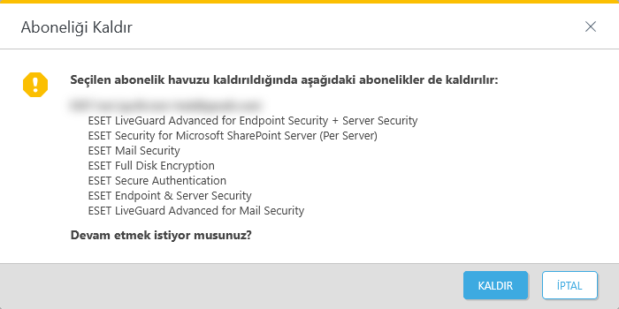 Seçilen aboneliği kaldırma Seçilen aboneliği kaldırma