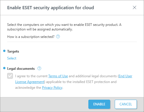 تفعيل تطبيق أمان ESET للسحابة الإلكترونية.
