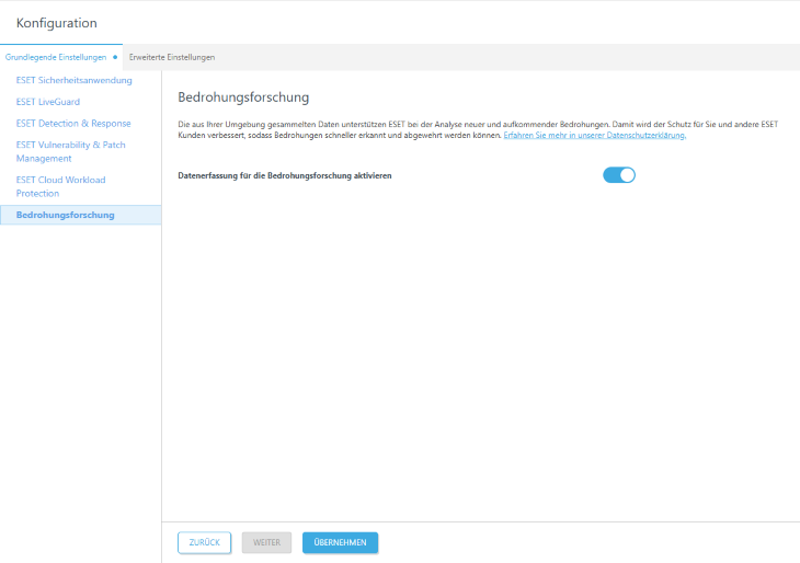 Bedrohungsforschung einrichten. Bedrohungsforschung einrichten.