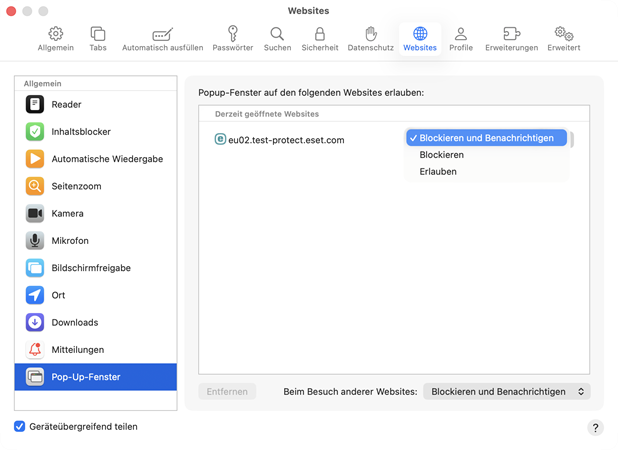 Pop-up-Fenster blockieren