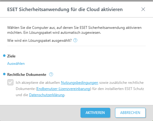 ESET Sicherheitsanwendung für die Cloud aktivieren. ESET Sicherheitsanwendung für die Cloud aktivieren.