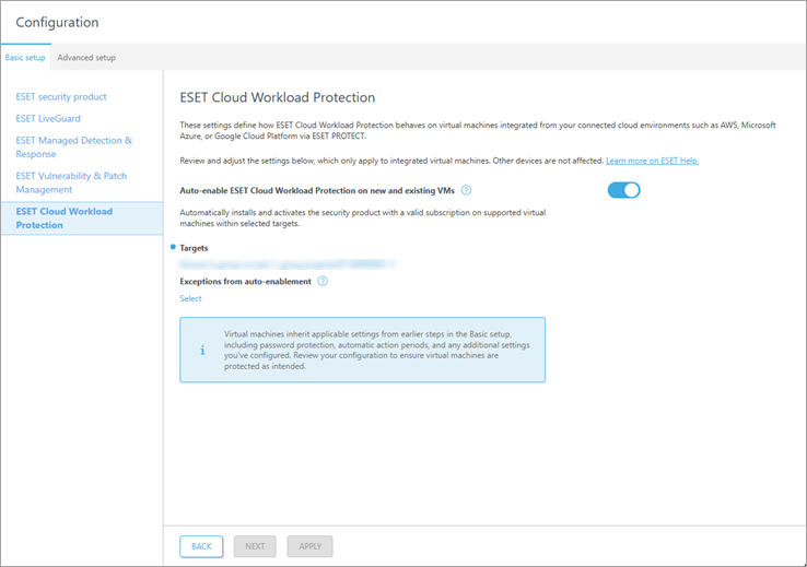 Set up ESET Cloud Workload Protection.