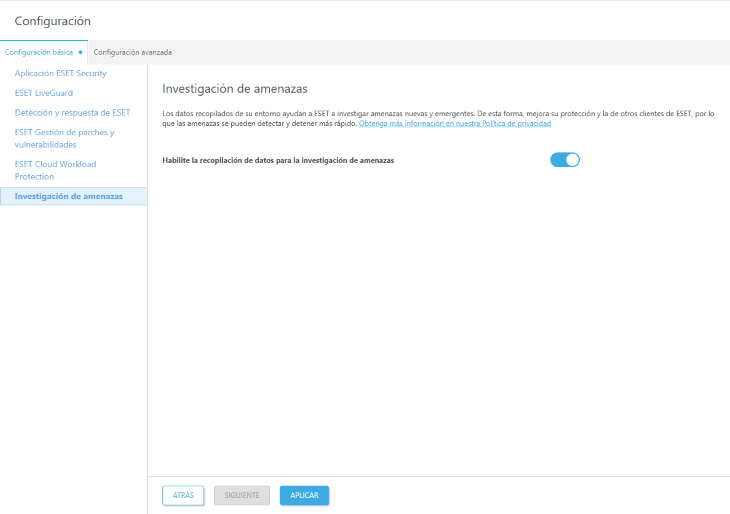 Configurar investigación de amenazas.
