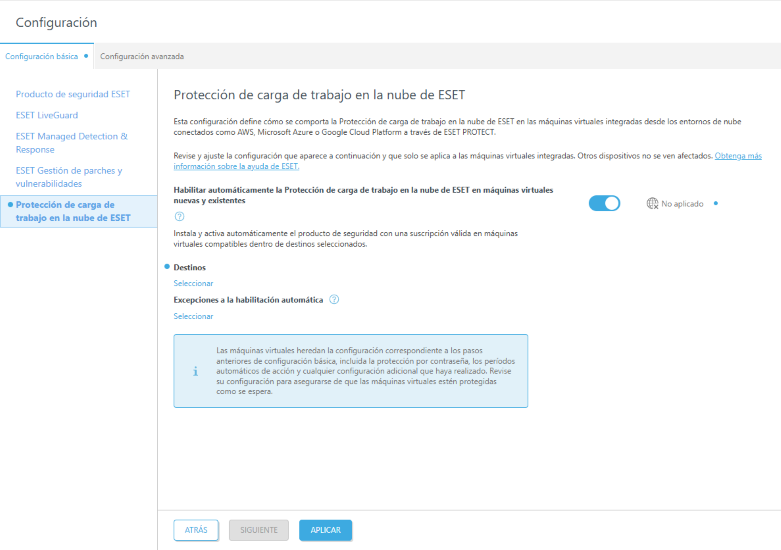 Configure ESET Cloud Workload Protection.