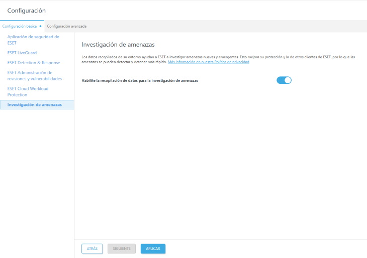 Configurar la investigación de amenazas.