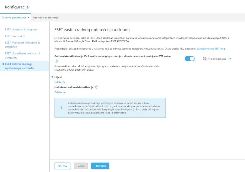 Postavite ESET Cloud Workload Protection.
