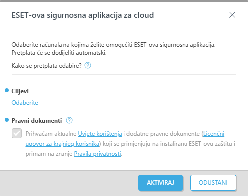 ESET-ova sigurnosna aplikacija za cloud.