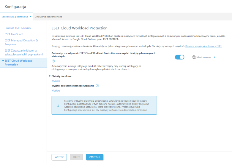 Skonfiguruj ESET Cloud Workload Protection.