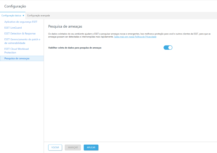 Configurar Pesquisa de ameaças. Configurar Pesquisa de ameaças.