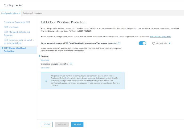 Configure o ESET Cloud Workload Protection. Configure o ESET Cloud Workload Protection.