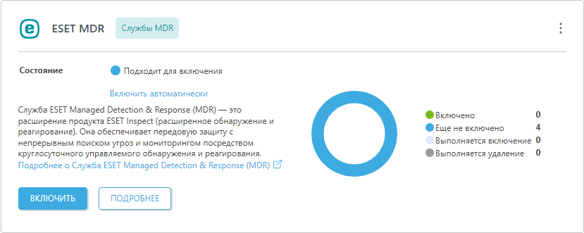 ESET MDR в разделе «Модули платформы» ESET MDR в разделе «Модули платформы»
