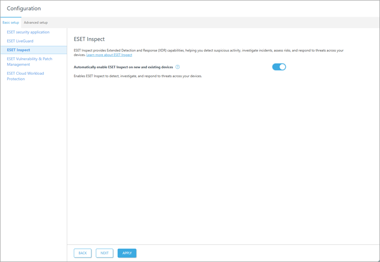 Zapnutie ESET Inspect.