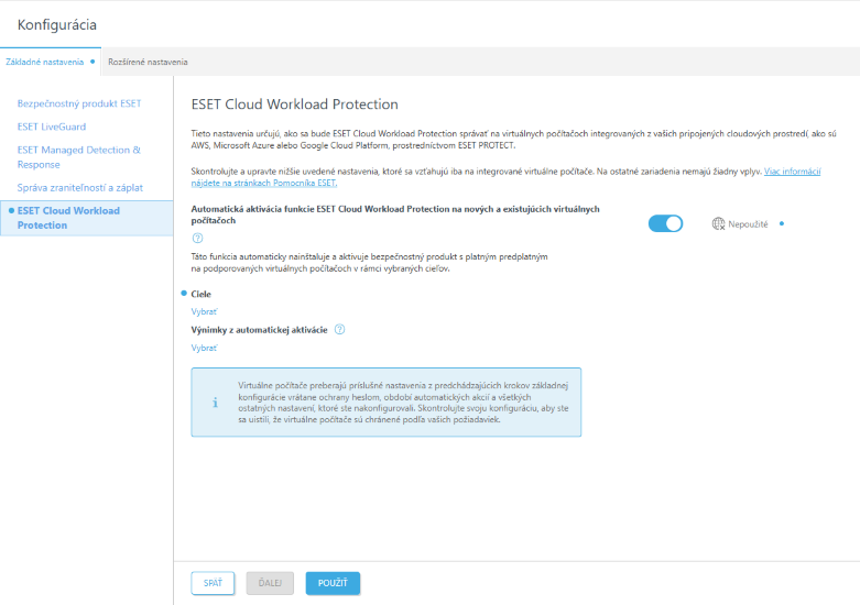 Nastavenie ESET Cloud Workload Protection
