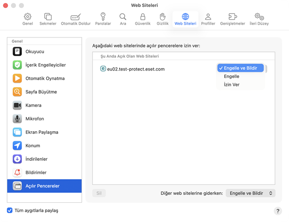 Açılır pencereleri engelleyin.