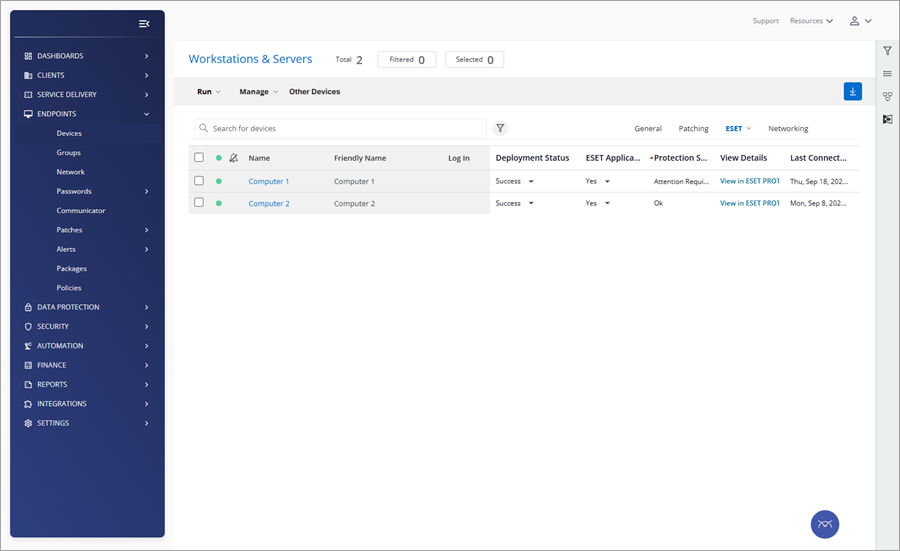 ESET PROTECT plugin for ConnectWise Asio Workstations and Servers