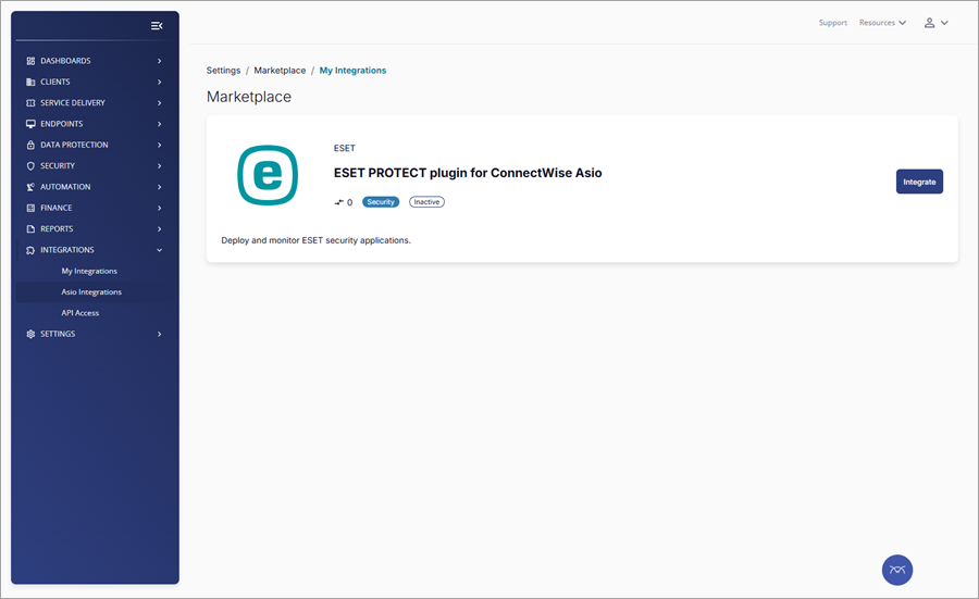 ESET PROTECT plugin for ConnectWise Asio ESET PROTECT plugin for ConnectWise Asio