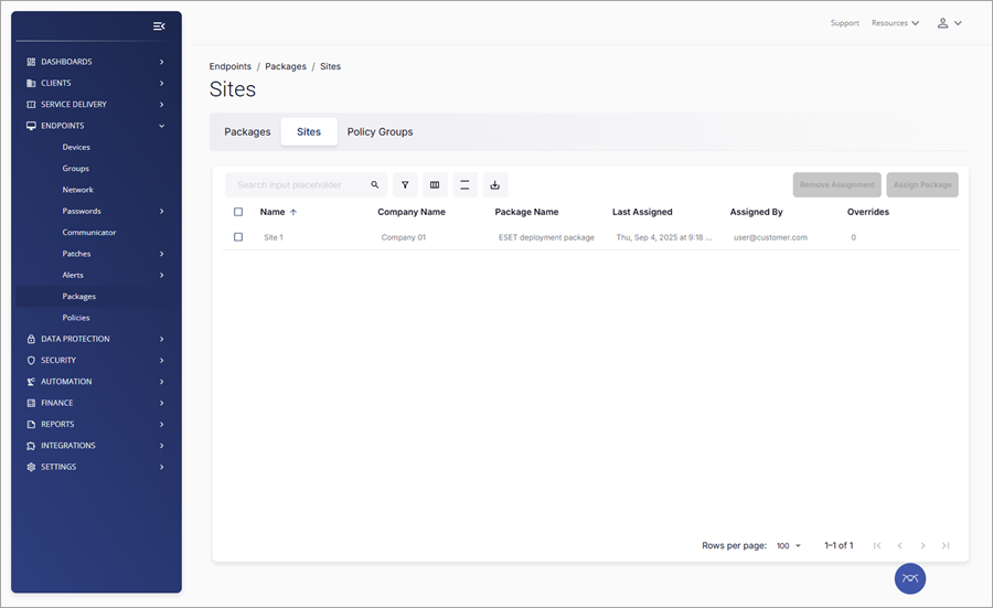 ESET PROTECT plugin for ConnectWise Asio Sites