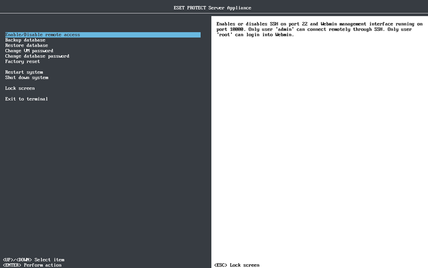 Enable or disable the remote access.
