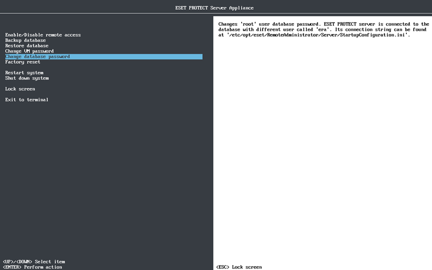 Cambia password database.