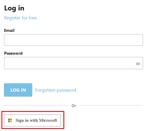 Prihlásenie pomocou účtu Microsoft.