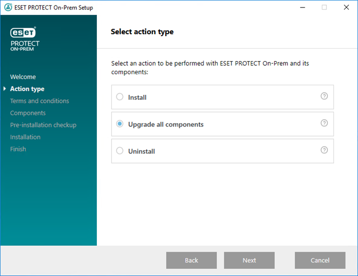 Aggiornare tutti i componenti utilizzando il programma di installazione integrato di ESET PROTECT.