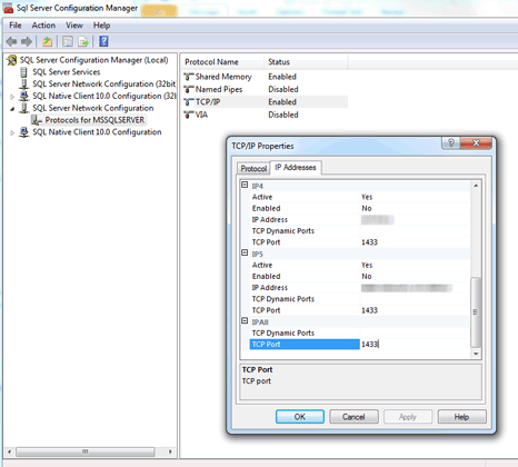 Determinare la porta utilizzata da SQL Server utilizzando Sql Server Configuration Manager.