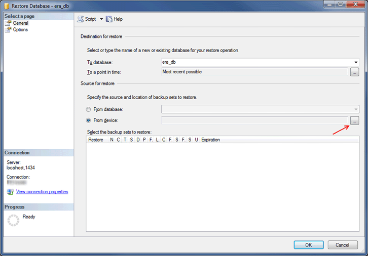 Укажіть джерело й місце розташування набору резервних копій для відновлення. Укажіть джерело й місце розташування набору резервних копій для відновлення.
